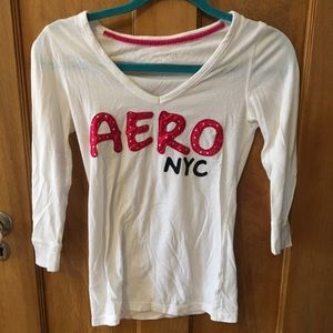 White Aeropostale 3/4 Sleeve Tee